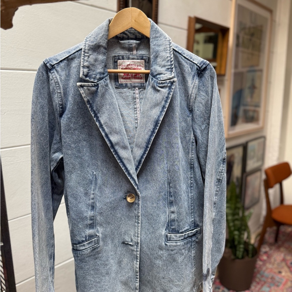 Levi's Blue Denim Blazer Tailored Suit Jacket